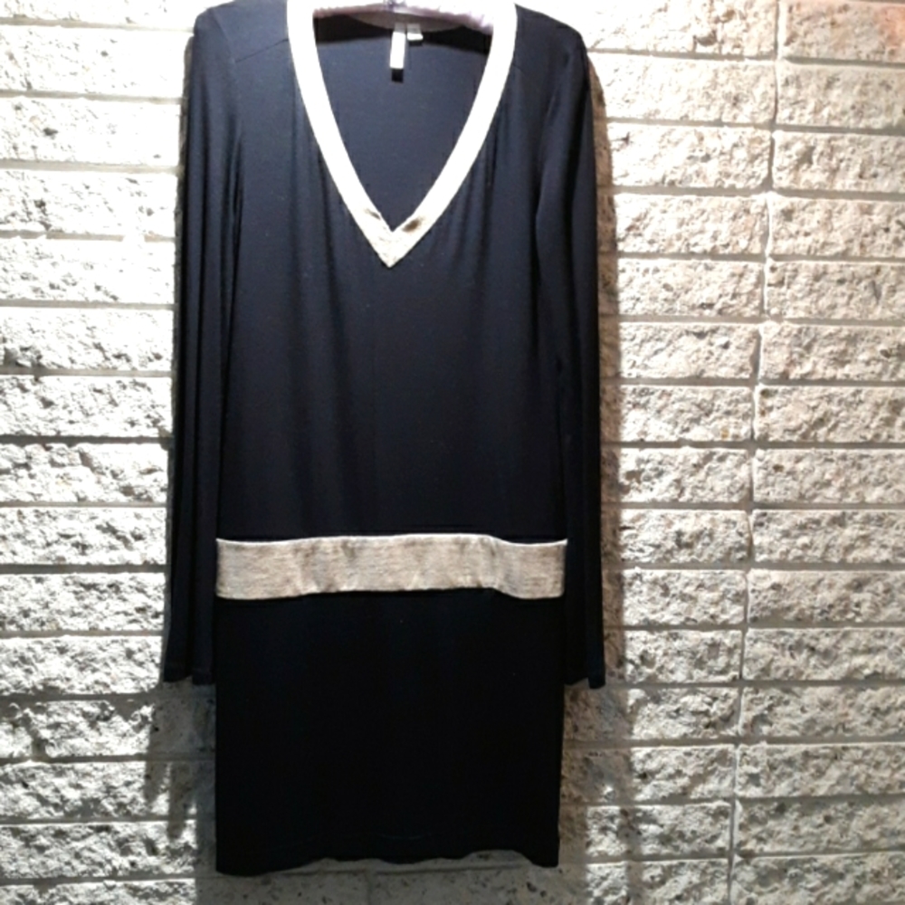 70's look dark blue and silver mini dress size P